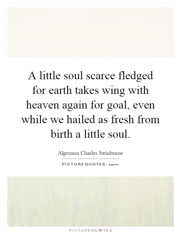 A little soul scarce fledged for earth takes wing with heaven again for goal, even while we hailed as fresh from birth a little soul Picture Quote #1