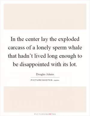 In the center lay the exploded carcass of a lonely sperm whale that hadn’t lived long enough to be disappointed with its lot Picture Quote #1