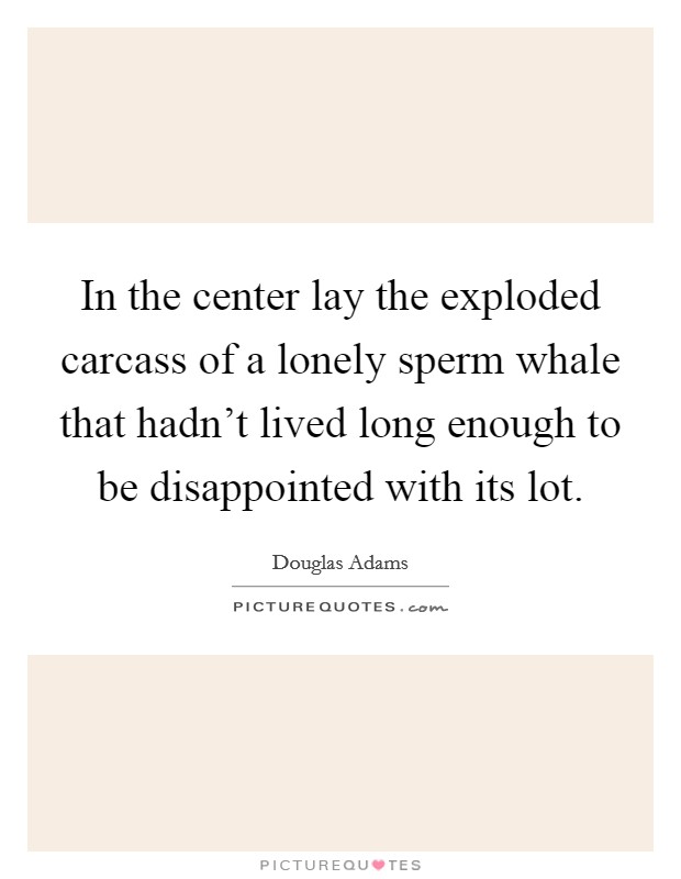 In the center lay the exploded carcass of a lonely sperm whale that hadn't lived long enough to be disappointed with its lot. Picture Quote #1