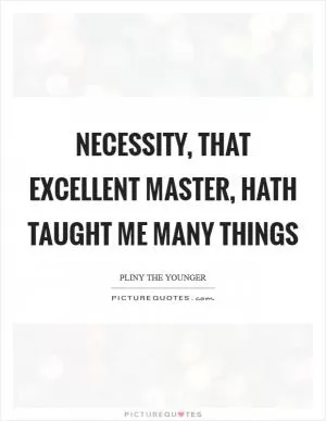 Necessity, that excellent master, hath taught me many things Picture Quote #1