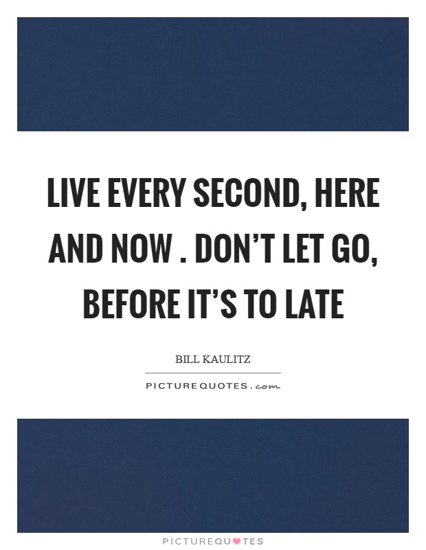 Live every second, Here and now . Don't let go, Before it's to late Picture Quote #1