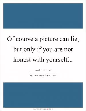 Of course a picture can lie, but only if you are not honest with yourself Picture Quote #1