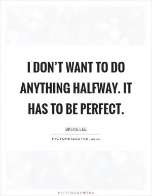 I don’t want to do anything halfway. It has to be perfect Picture Quote #1