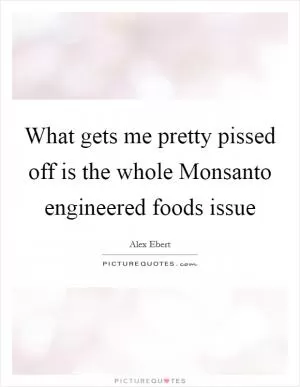 What gets me pretty pissed off is the whole Monsanto engineered foods issue Picture Quote #1