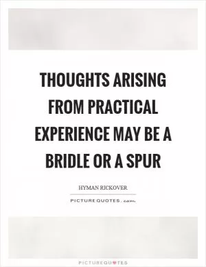 Thoughts arising from practical experience may be a bridle or a spur Picture Quote #1