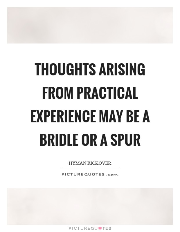 Thoughts arising from practical experience may be a bridle or a spur Picture Quote #1