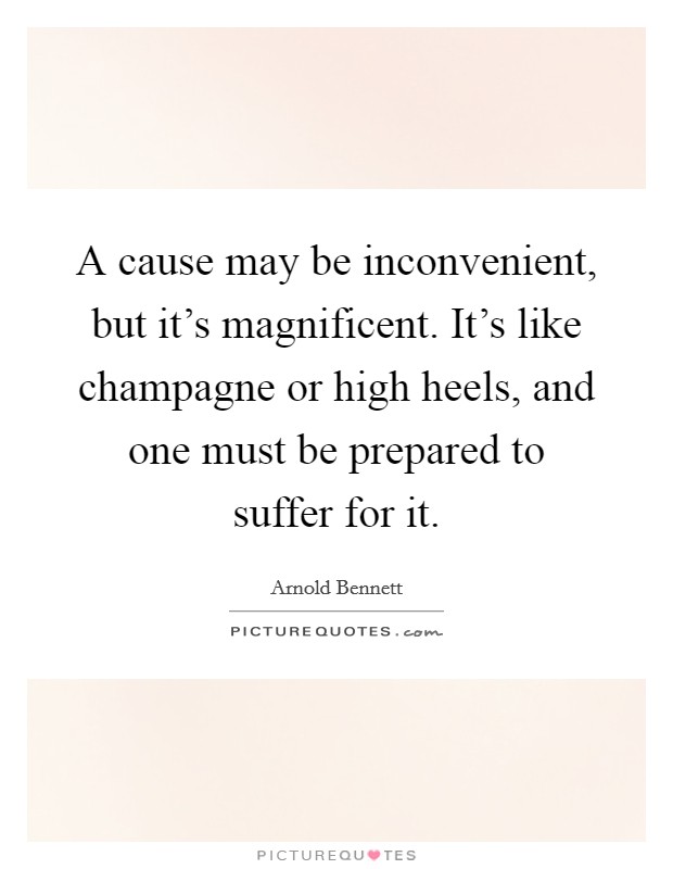 A cause may be inconvenient, but it's magnificent. It's like champagne or high heels, and one must be prepared to suffer for it. Picture Quote #1