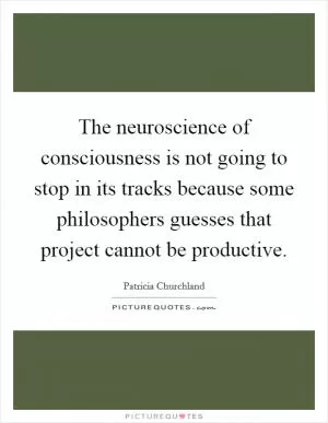 The neuroscience of consciousness is not going to stop in its tracks because some philosophers guesses that project cannot be productive Picture Quote #1