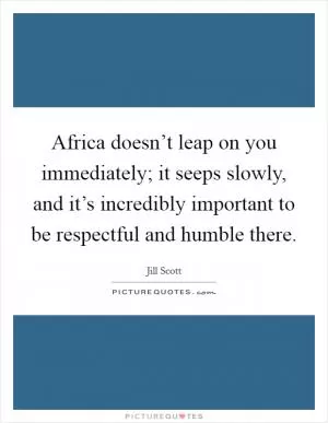 Africa doesn’t leap on you immediately; it seeps slowly, and it’s incredibly important to be respectful and humble there Picture Quote #1