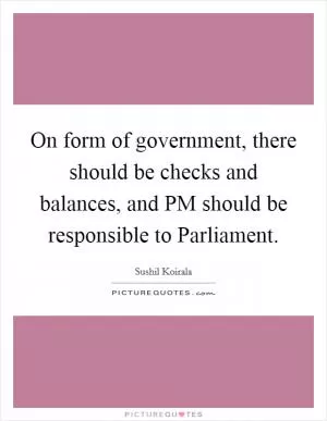 On form of government, there should be checks and balances, and PM should be responsible to Parliament Picture Quote #1