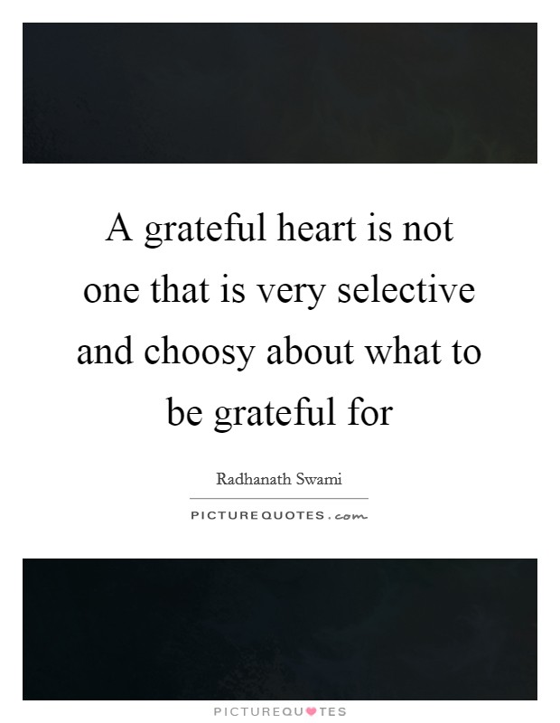 A grateful heart is not one that is very selective and choosy about what to be grateful for Picture Quote #1