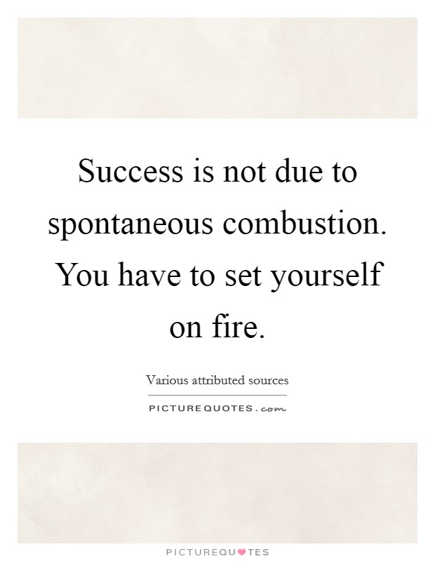 Success is not due to spontaneous combustion. You have to set yourself on fire. Picture Quote #1