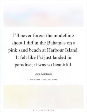 I’ll never forget the modelling shoot I did in the Bahamas on a pink sand beach at Harbour Island. It felt like I’d just landed in paradise; it was so beautiful Picture Quote #1