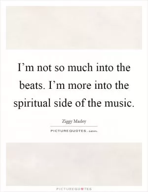 I’m not so much into the beats. I’m more into the spiritual side of the music Picture Quote #1