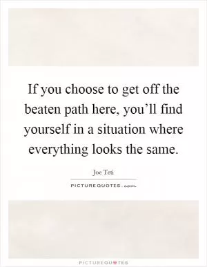 If you choose to get off the beaten path here, you’ll find yourself in a situation where everything looks the same Picture Quote #1