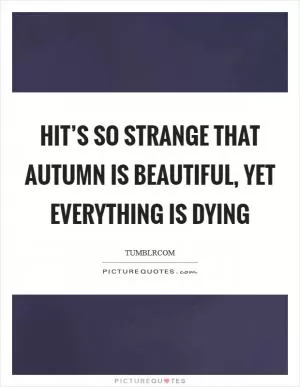 HIt’s so strange that autumn is beautiful, yet everything is dying Picture Quote #1