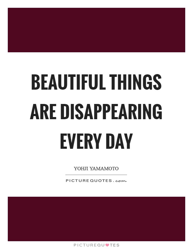 Beautiful things are disappearing every day Picture Quote #1