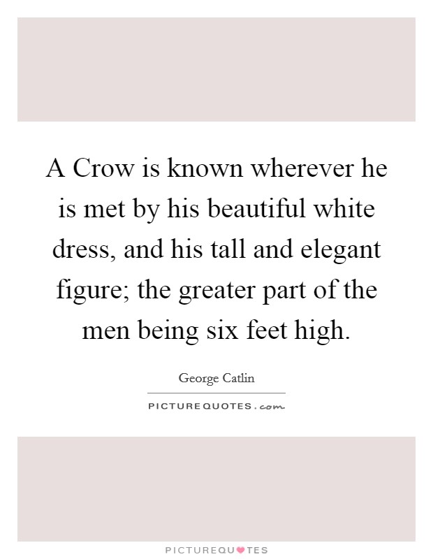 A Crow is known wherever he is met by his beautiful white dress, and his tall and elegant figure; the greater part of the men being six feet high. Picture Quote #1