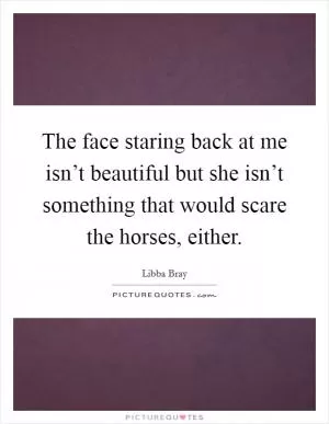 The face staring back at me isn’t beautiful but she isn’t something that would scare the horses, either Picture Quote #1