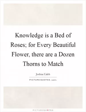 Knowledge is a Bed of Roses; for Every Beautiful Flower, there are a Dozen Thorns to Match Picture Quote #1