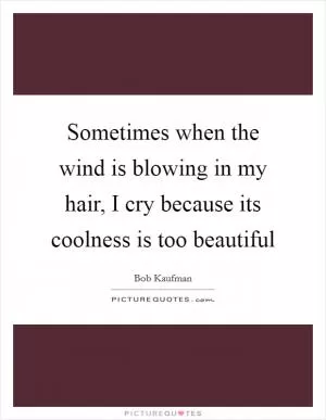 Sometimes when the wind is blowing in my hair, I cry because its coolness is too beautiful Picture Quote #1