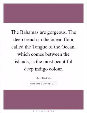 The Bahamas are gorgeous. The deep trench in the ocean floor called the Tongue of the Ocean, which comes between the islands, is the most beautiful deep indigo colour Picture Quote #1