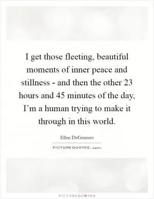 I get those fleeting, beautiful moments of inner peace and stillness - and then the other 23 hours and 45 minutes of the day, I’m a human trying to make it through in this world Picture Quote #1