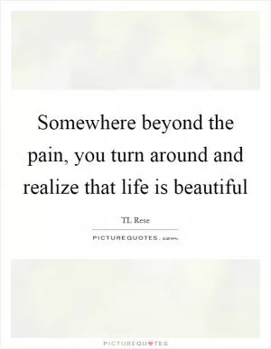 Somewhere beyond the pain, you turn around and realize that life is beautiful Picture Quote #1