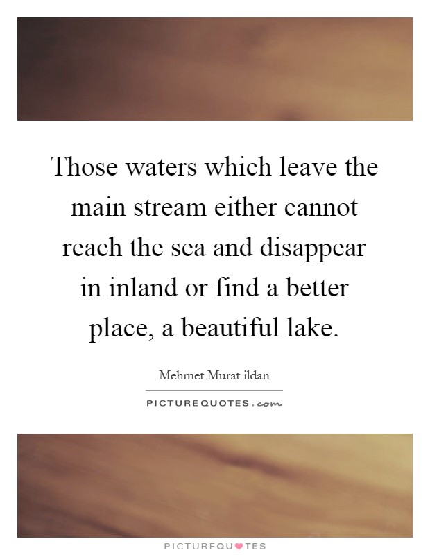 Those waters which leave the main stream either cannot reach the sea and disappear in inland or find a better place, a beautiful lake. Picture Quote #1