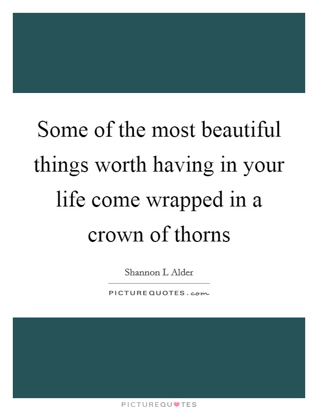 Some of the most beautiful things worth having in your life come wrapped in a crown of thorns Picture Quote #1