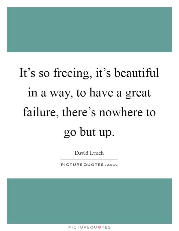 It's so freeing, it's beautiful in a way, to have a great failure, there's nowhere to go but up. Picture Quote #1