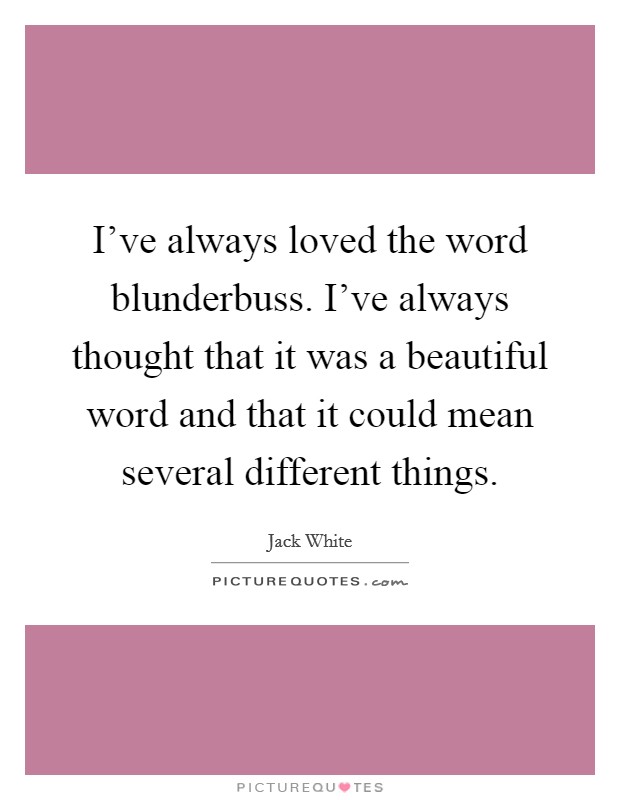 I've always loved the word blunderbuss. I've always thought that it was a beautiful word and that it could mean several different things. Picture Quote #1