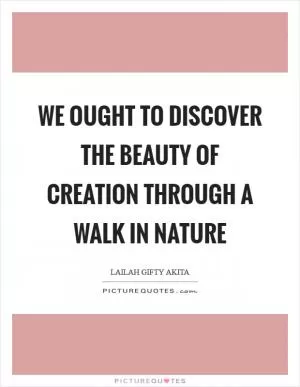We ought to discover the beauty of creation through a walk in nature Picture Quote #1