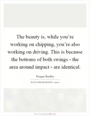 The beauty is, while you’re working on chipping, you’re also working on driving. This is because the bottoms of both swings - the area around impact - are identical Picture Quote #1