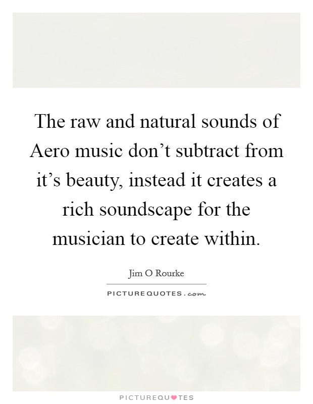 The raw and natural sounds of Aero music don't subtract from it's beauty, instead it creates a rich soundscape for the musician to create within. Picture Quote #1