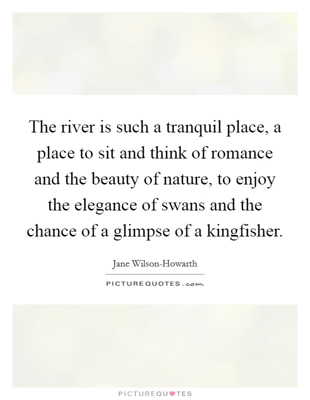 The river is such a tranquil place, a place to sit and think of romance and the beauty of nature, to enjoy the elegance of swans and the chance of a glimpse of a kingfisher. Picture Quote #1