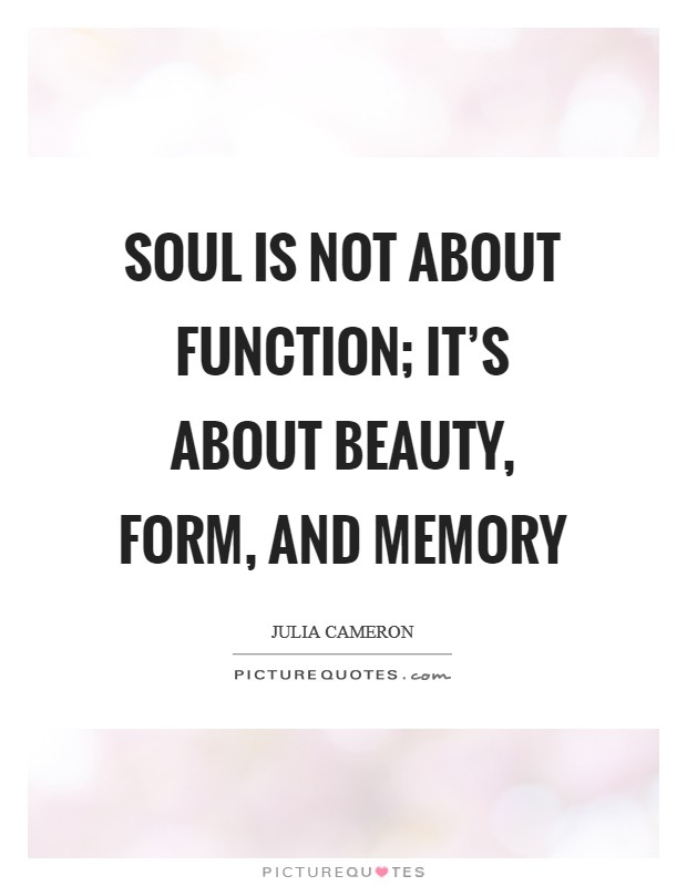Soul is not about function; it's about beauty, form, and memory Picture Quote #1
