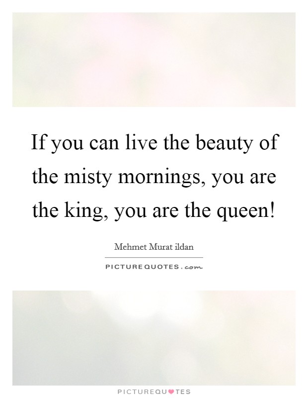 If you can live the beauty of the misty mornings, you are the king, you are the queen! Picture Quote #1
