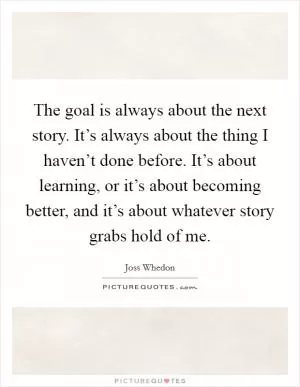 The goal is always about the next story. It’s always about the thing I haven’t done before. It’s about learning, or it’s about becoming better, and it’s about whatever story grabs hold of me Picture Quote #1