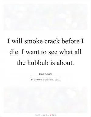 I will smoke crack before I die. I want to see what all the hubbub is about Picture Quote #1