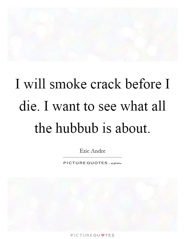 I will smoke crack before I die. I want to see what all the hubbub is about. Picture Quote #1