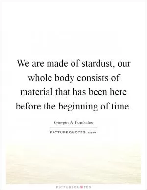 We are made of stardust, our whole body consists of material that has been here before the beginning of time Picture Quote #1