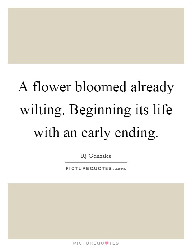 A flower bloomed already wilting. Beginning its life with an early ending. Picture Quote #1