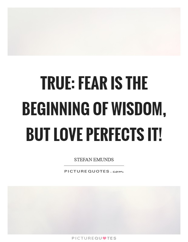 True: fear is the beginning of wisdom, but love perfects it! Picture Quote #1