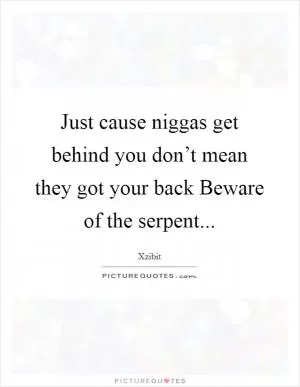 Just cause niggas get behind you don’t mean they got your back Beware of the serpent Picture Quote #1