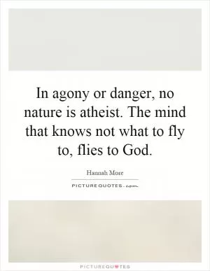 In agony or danger, no nature is atheist. The mind that knows not what to fly to, flies to God Picture Quote #1