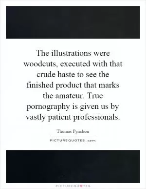 The illustrations were woodcuts, executed with that crude haste to see the finished product that marks the amateur. True pornography is given us by vastly patient professionals Picture Quote #1