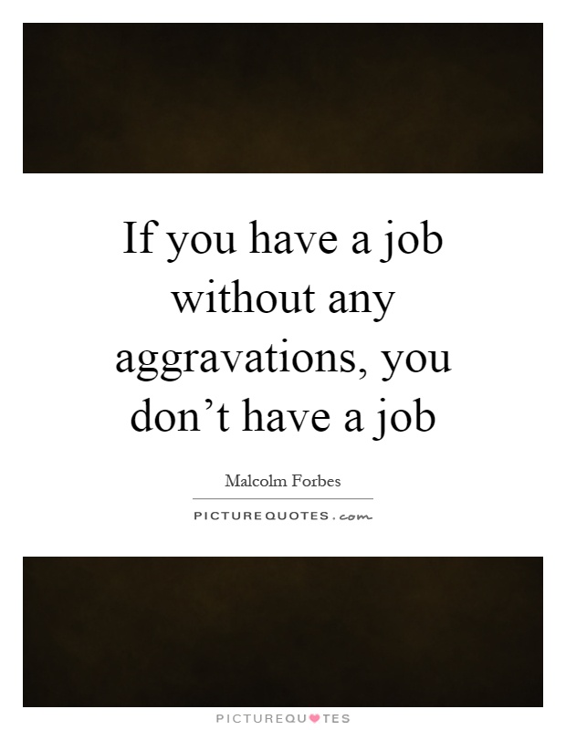 If you have a job without any aggravations, you don't have a job Picture Quote #1