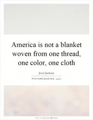 America is not a blanket woven from one thread, one color, one cloth Picture Quote #1