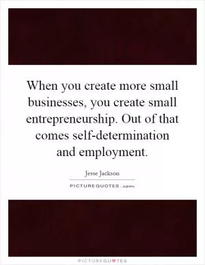 When you create more small businesses, you create small entrepreneurship. Out of that comes self-determination and employment Picture Quote #1